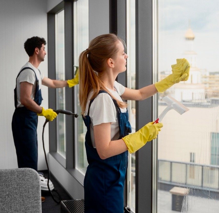 Professional window cleaning during end of lease clean